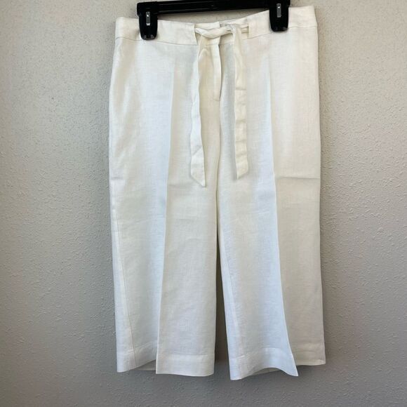 Willi Smith White Linen Capri Shorts Size 8 EUC - Picture 1 of 6